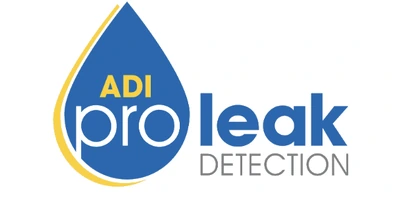 The ADI Pro Leak Detection mark: a blue water droplet outlined in yellow, with ADI in yellow and pro in white inside it, beside the words leak DETECTION