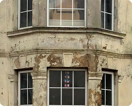 Damp damaged building from water leak