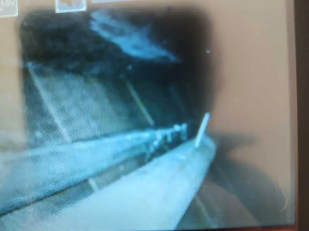 tracer camera screen showing wet underfloor void in use during investigation