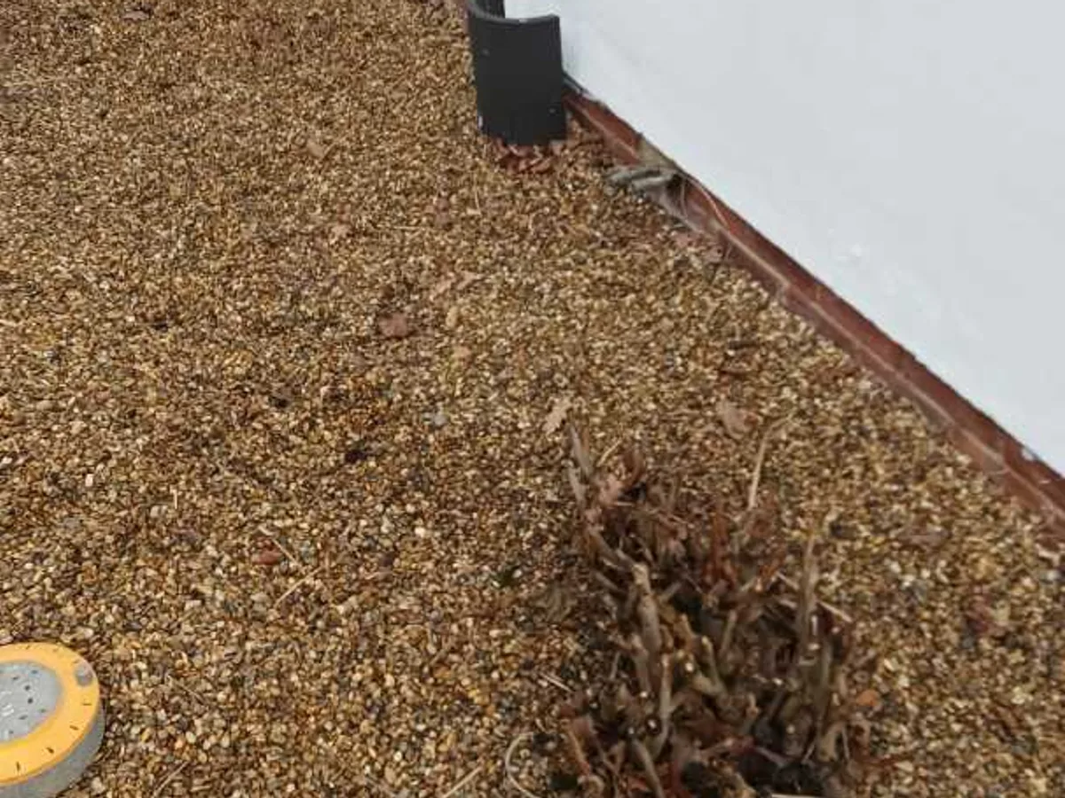 external drain-off point emerging through rendered wall before leak detection works