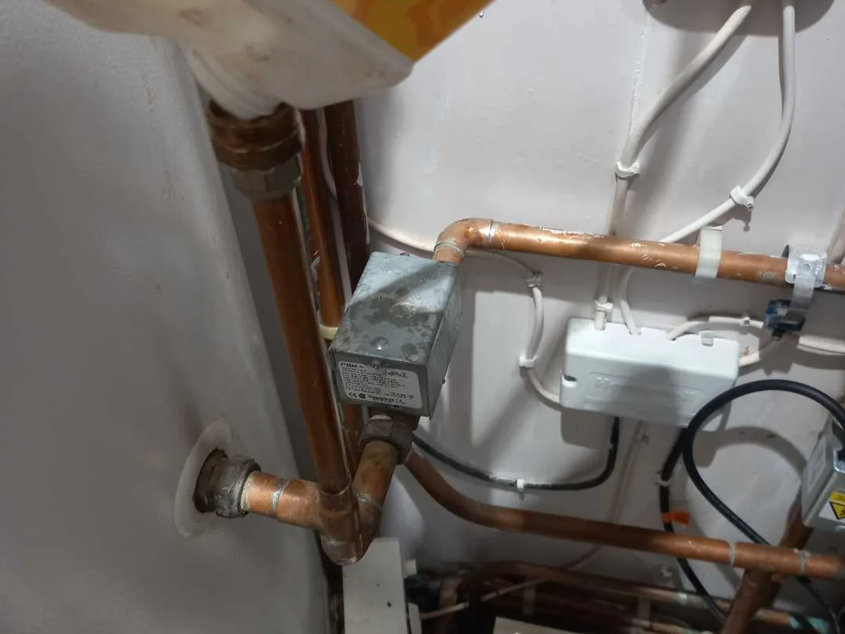 renewed copper hot supply and heating pipework at unvented cylinder after repair completed