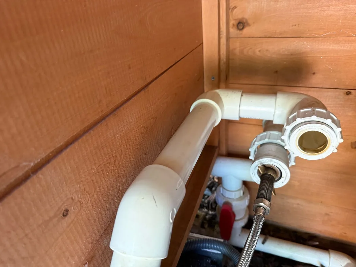 new PVC-U pipework and union in filtration room after works completed