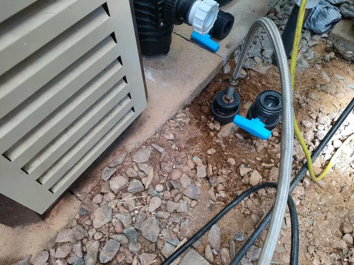 new manifold valves and replumbed pipework repair completed at pool plant room