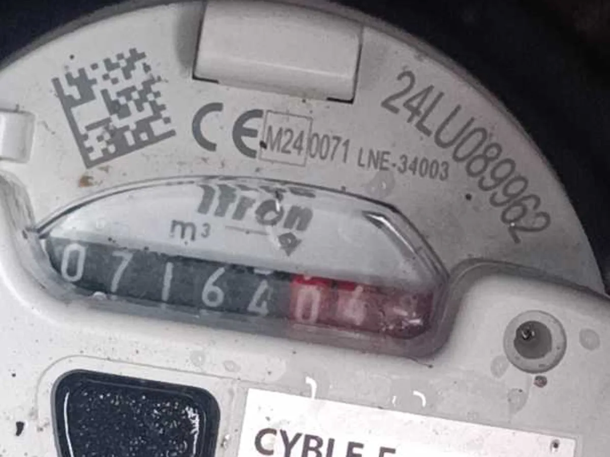 spinning water meter dial checked during leak detection investigation