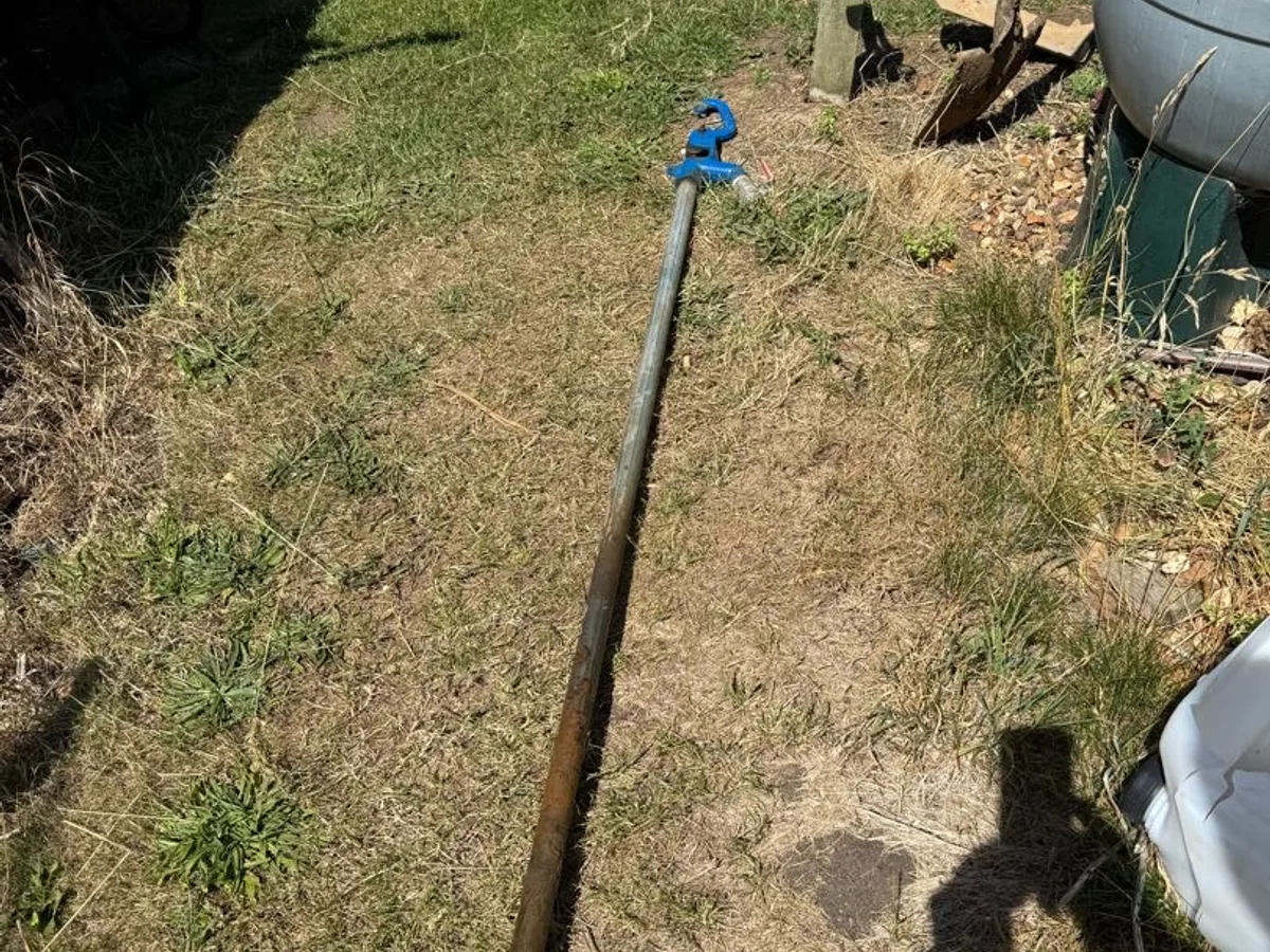 fault identified at removed steel standpipe showing failed fittings lifted from allotment ground — leak located at