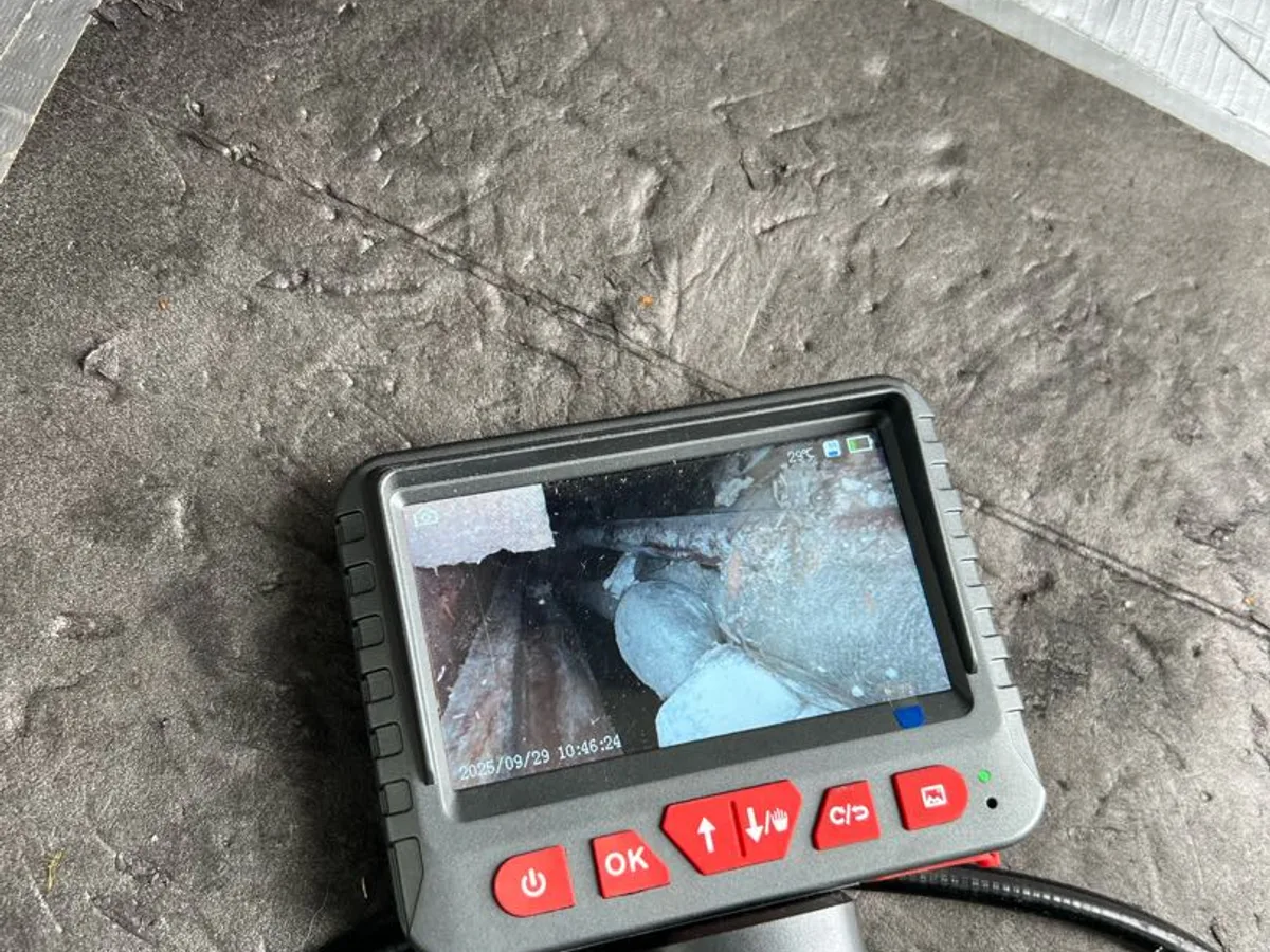 borescope camera screen showing subfloor void during leak detection investigation
