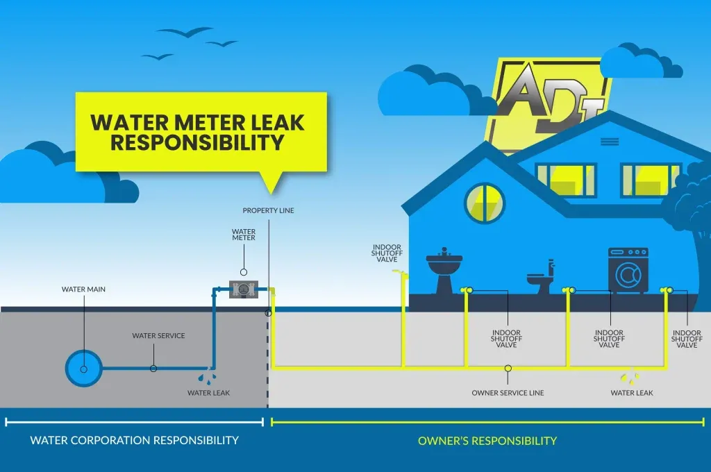 Water meter leak responsibility diagram