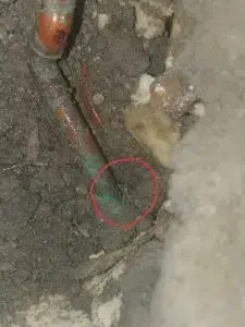 Water leak in pipe