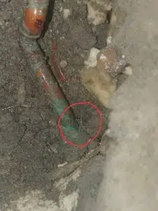 Water leak we exposed under a concrete floor